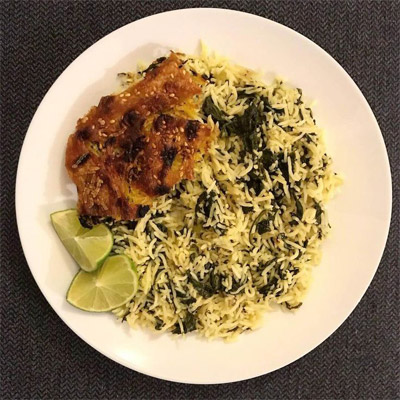 اسفناج پلو با گوشت
